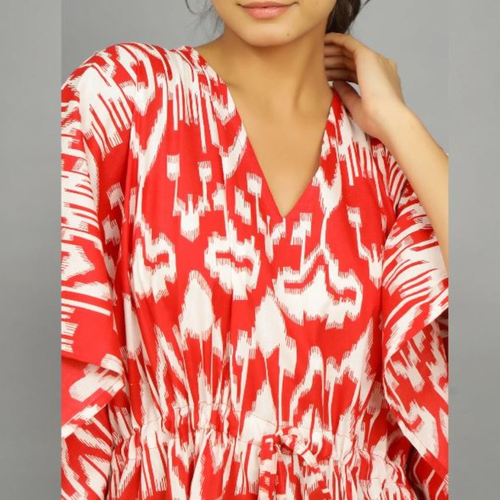 New Collection For Indian Handprint Cotton Caftan For Beach Wear Cover Up Long - Picture 6 of 6